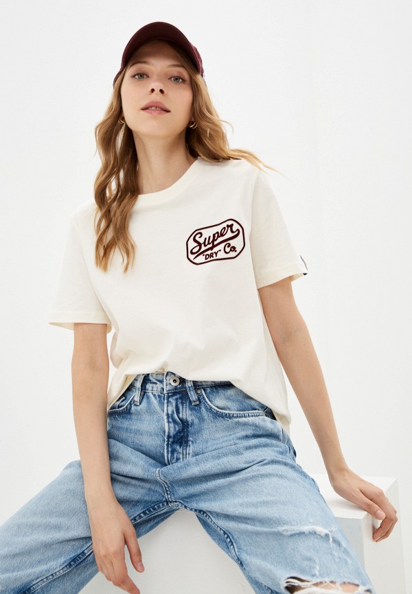 

Футболка Superdry, Бежевый, WORKWEAR GRAPHIC TEE