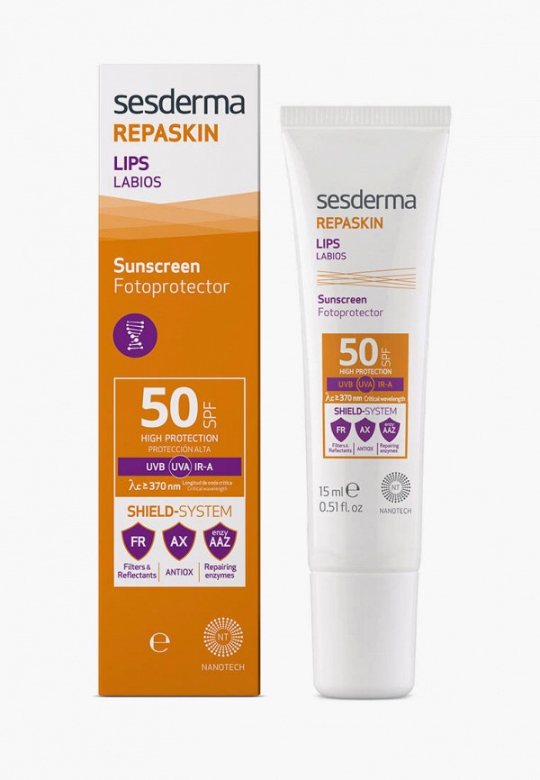 

Бальзам для губ Sesderma, Прозрачный, солнцезащитный SPF50 REPASKIN, 15 мл