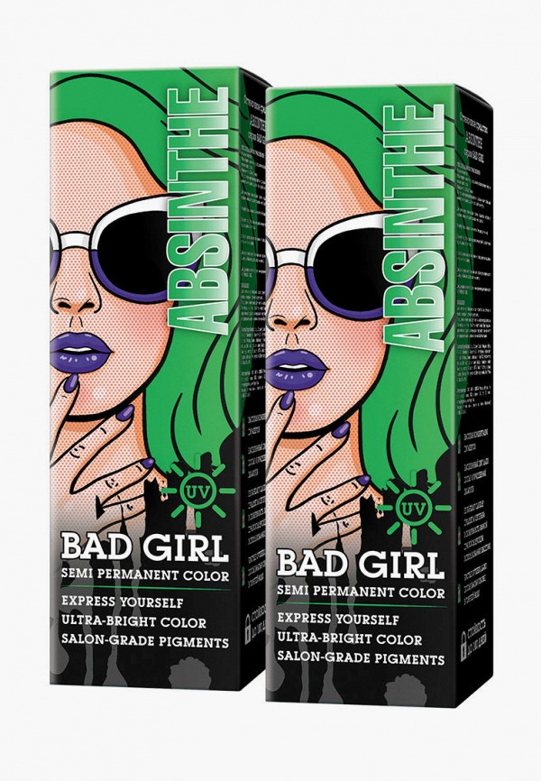 

Краска для волос Bad Girl, Зеленый, неоновый зелёный Absinthe, 150 мл х 2 шт.