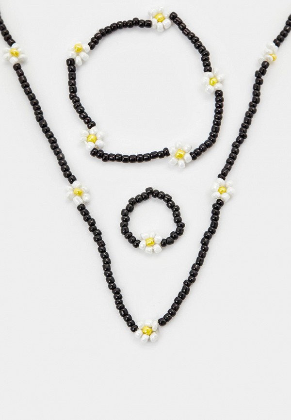 

Колье и браслет Hatparad, Черный, FLOWER SET