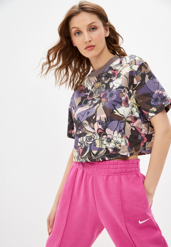 

Футболка Nike, Разноцветный, W NSW FEMME TOP SS AOP