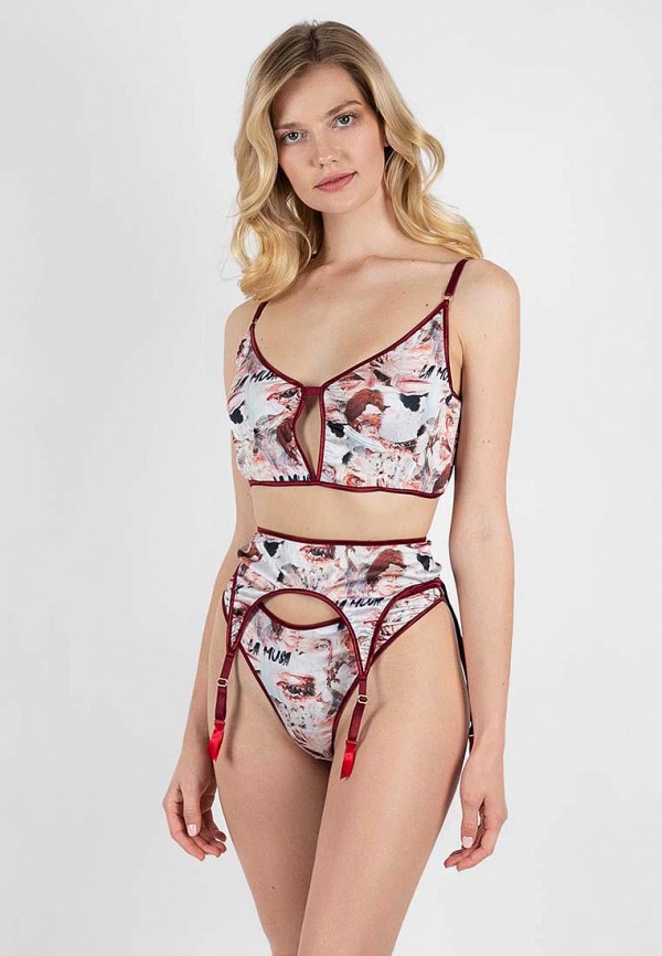 

Бюстгальтер, пояс и трусы La Musa, Бежевый, Playful Red Lingerie