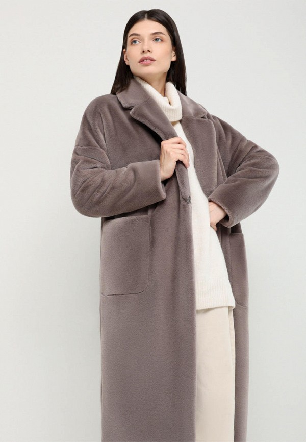 Шуба Alef коричневый, размер 50, фото 2