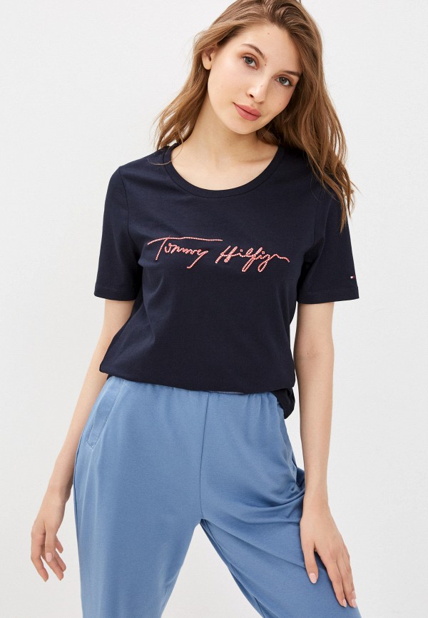 

Футболка Tommy Hilfiger, Синий, REGULAR SCRIPT OPEN-NK TEE SS