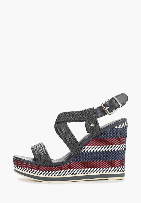 

Босоножки Tommy Hilfiger, Черный, RAFFIA WEDGE