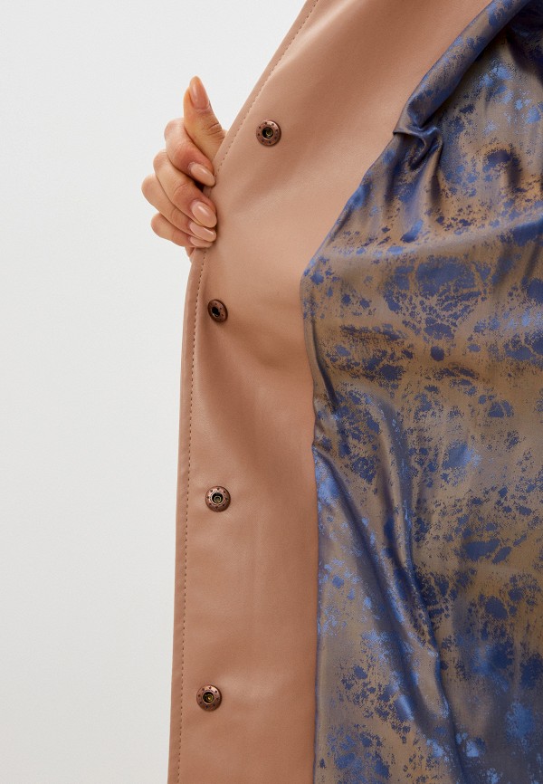 Куртка кожаная Vera Lapina цвет коралловый  Фото 4