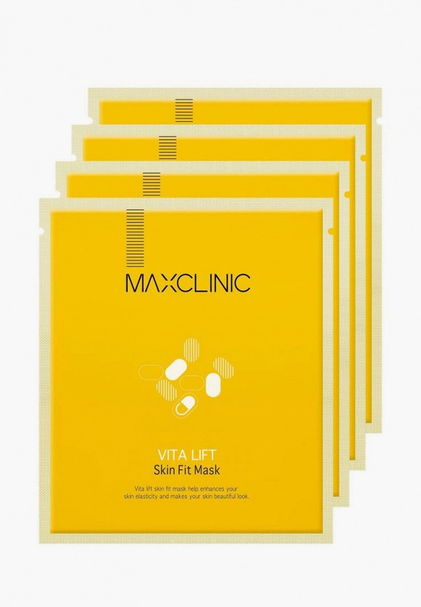 Набор масок для лица Maxclinic Vita Lift Skin Fit Mask с витаминами для тонуса и сияния кожи, 4х19 мл кисть для масок 17 см цвет прозрачный белый