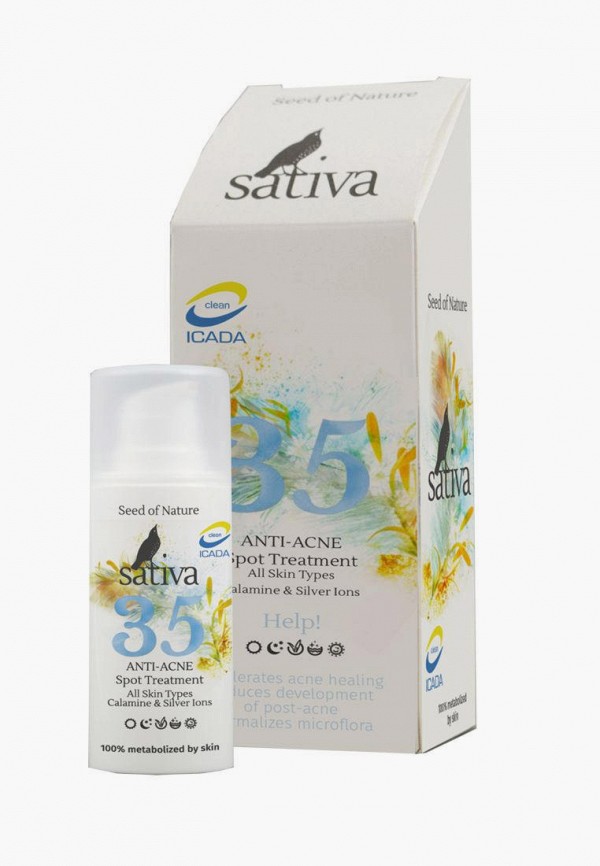 

Крем для лица Sativa, Белый, АNTI-ACNE средство точечного нанесения №35, 20 мл