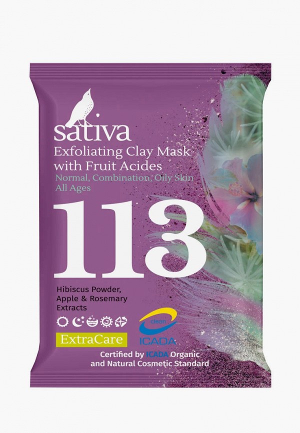 

Маска для лица Sativa, Белый, Гоммаж с фруктовыми кислотами №113, 15 г