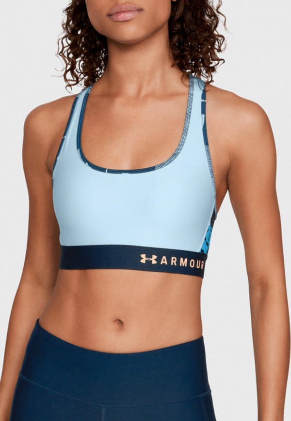 

Топ спортивный Under Armour, Голубой, Armour Mid Crossback Printed Bra