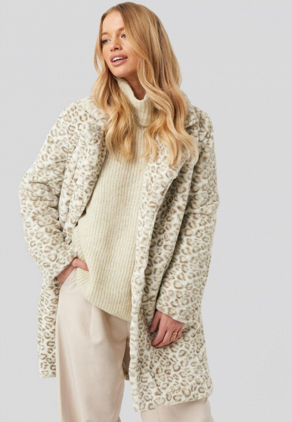 

Шуба NA-KD, Белый, Leopard Faux Fur