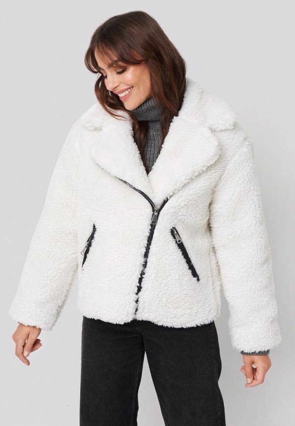 

Шуба NA-KD, Белый, Faux Fur Belted Biker