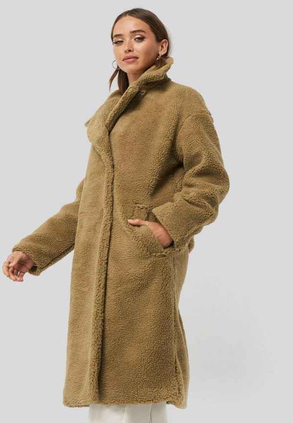 

Шуба NA-KD, Коричневый, Big Collar Teddy Coat Brown