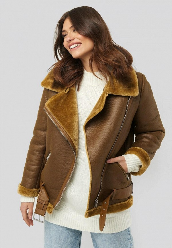 

Дубленка NA-KD, Коричневый, Bonded Aviator Jacke