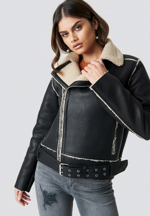 

Дубленка NA-KD, Черный, Belted Biker
