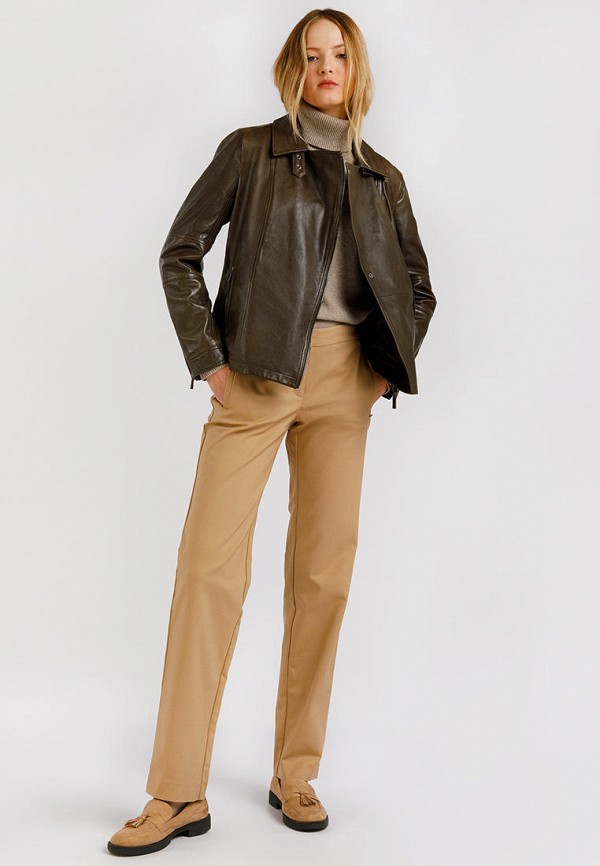 Куртка кожаная Finn Flare цвет коричневый  Фото 2