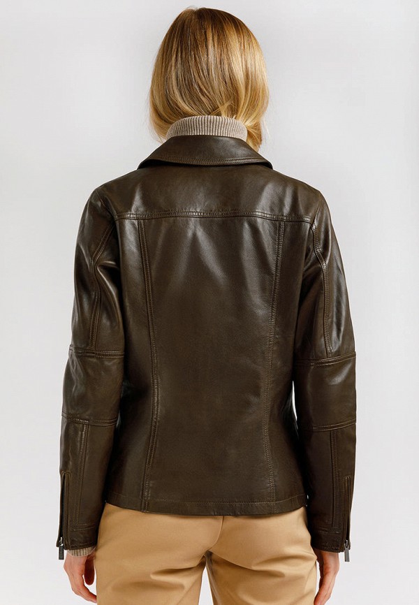 Куртка кожаная Finn Flare цвет коричневый  Фото 3
