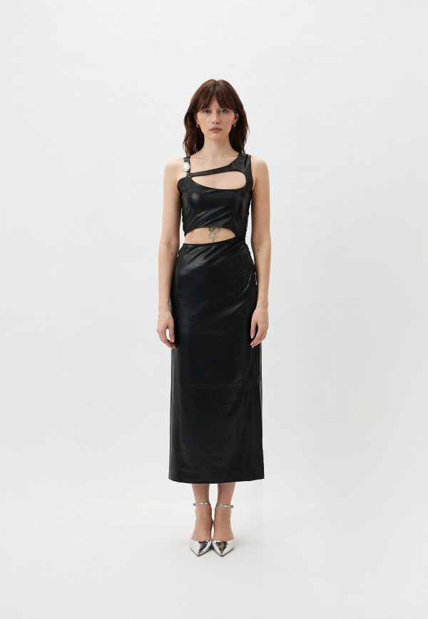 

Платье Berhasm, Черный, Faux-leather dress with cutouts