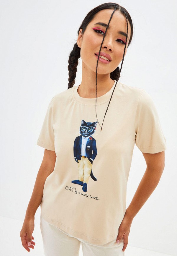 

Футболка Manii'ta Lacitta, Бежевый, Cat
