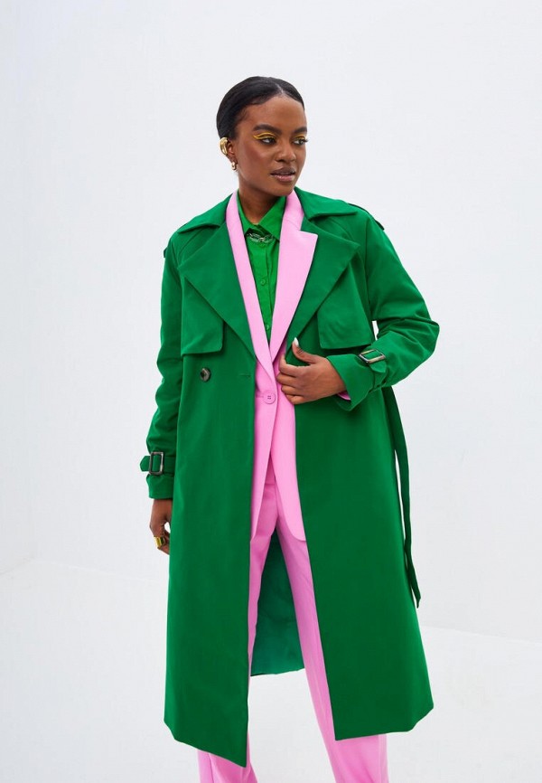 Плащ Noele Boutique зеленый, размер 52, фото 4