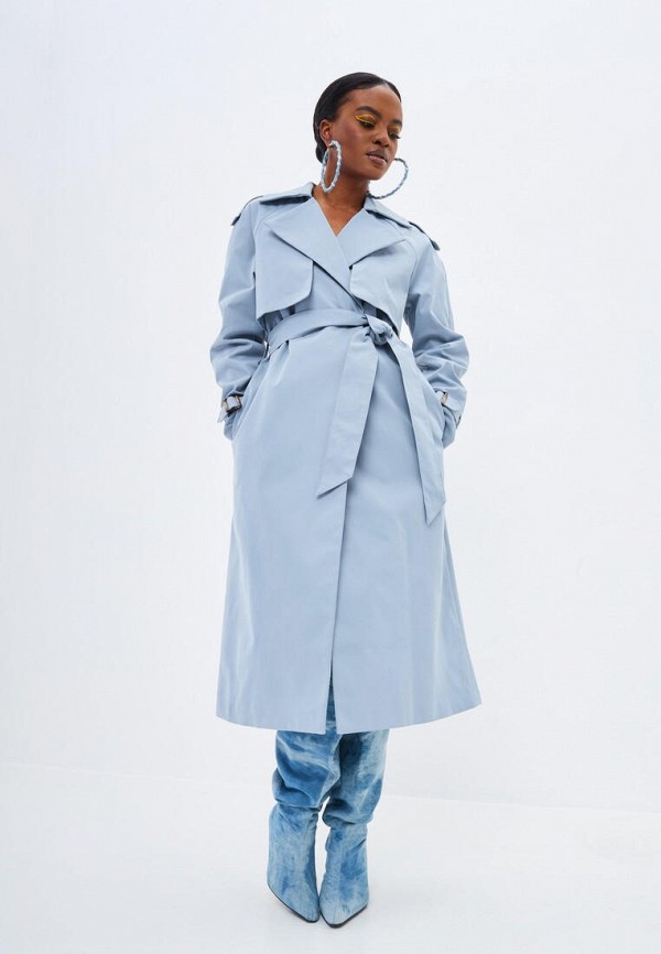 Плащ Noele Boutique голубой, размер 52, фото 2