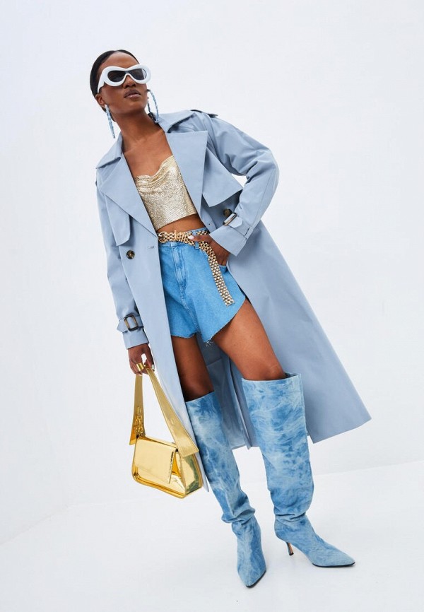 Плащ Noele Boutique голубой, размер 52, фото 4