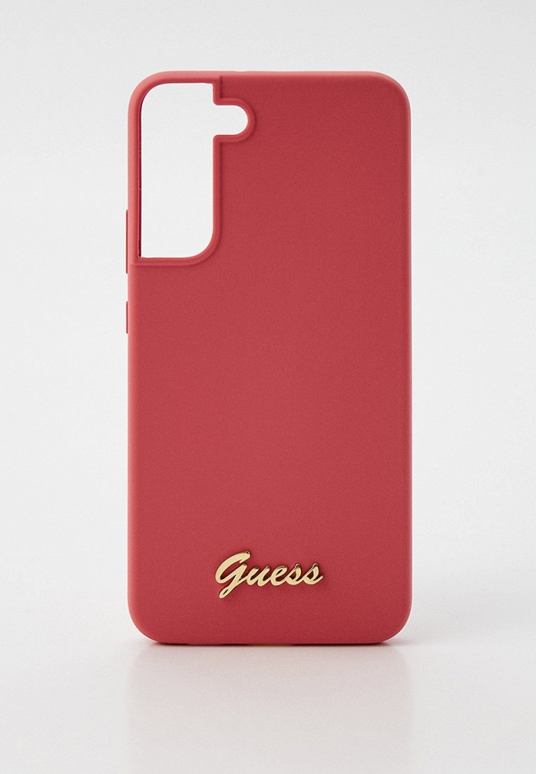 

Чехол для телефона Guess, Розовый, Galaxy S22+ силиконовый с металлическим лого