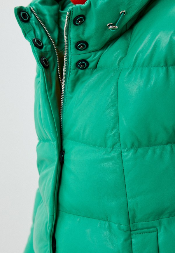 Куртка кожаная Снежная Королева цвет зеленый  Фото 5