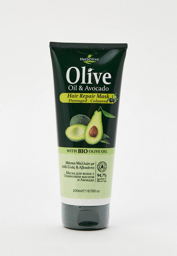 Маска для волос HerbOlive с авокадо и маслом оливы, от выпадения, 200 мл