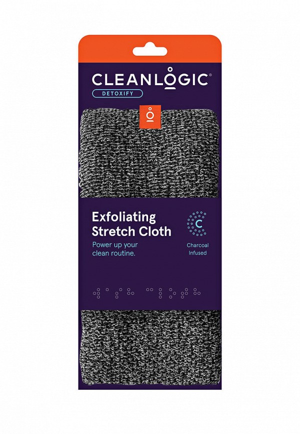 Мочалка для тела Cleanlogic растягивающаяся с древесным углем