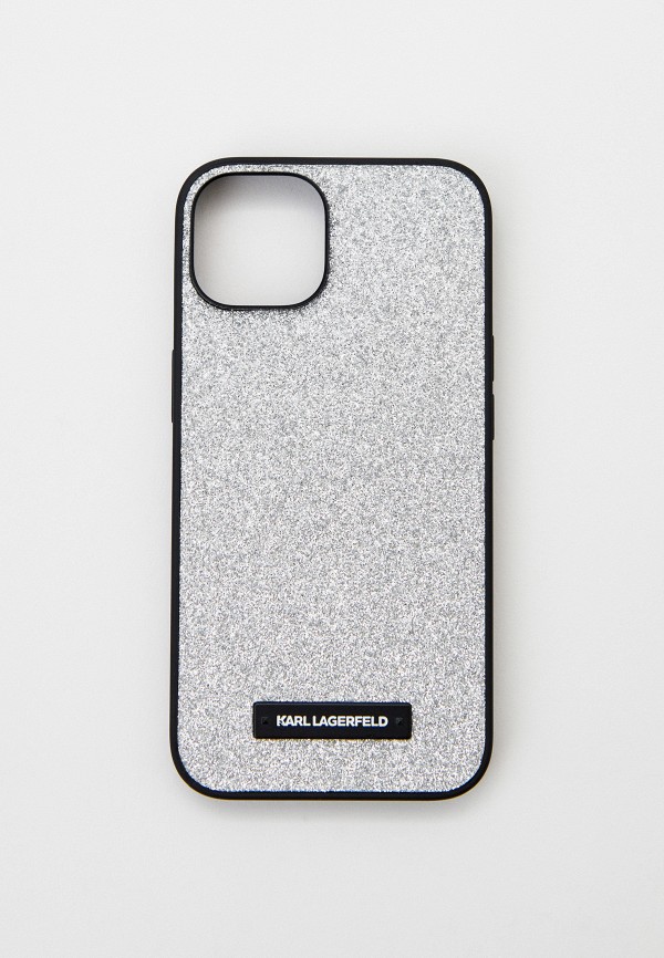 

Чехол для iPhone Karl Lagerfeld, Серебряный, 14 с мерцающей поверхностью