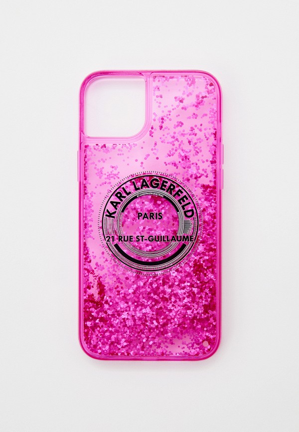 

Чехол для iPhone Karl Lagerfeld, Фуксия, 14 Plus с жидкими блестками
