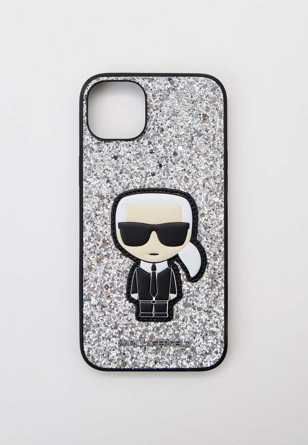 

Чехол для iPhone Karl Lagerfeld, Серебряный, 14 Plus с покрытием из блесток