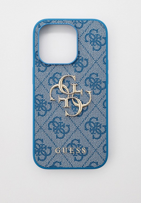 

Чехол для iPhone Guess, Синий, 14 Pro из экокожи
