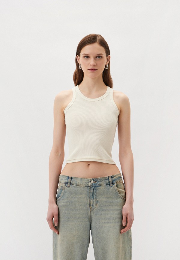 

Майка Berhasm, Белый, Sleeveless top with a metal logo badge