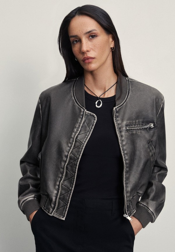 

Куртка кожаная Zarina, Серый