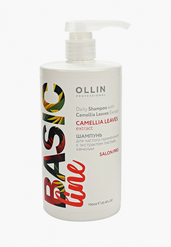 

Шампунь Ollin, Белый, BASIC LINE для частого применения OLLIN PROFESSIONAL с экстрактом листьев камелии 750 мл