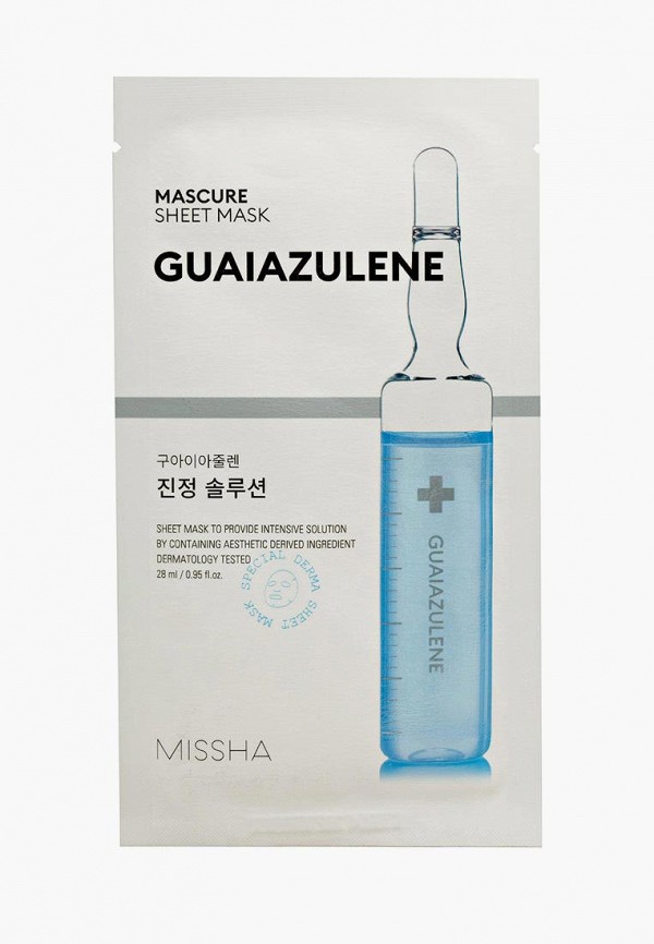 

Маска для лица Missha, Прозрачный, Mascure Calming Solution Sheet Guaiazulene, 27 мл