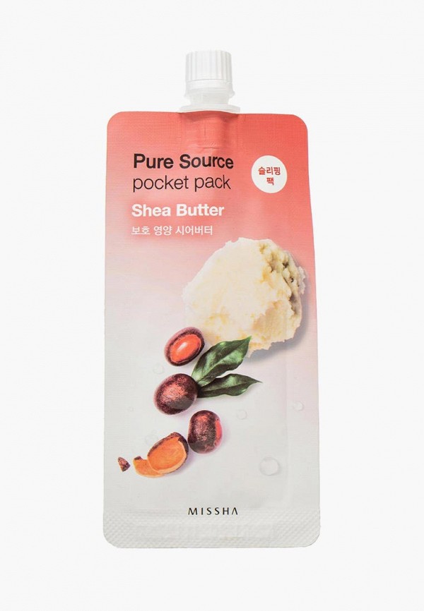 

Маска для лица Missha, Прозрачный, Pure Source Pocket Pack Shea Butter, 10 мл