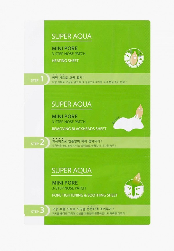 

Патчи для носа Missha, Прозрачный, Missha Super Aqua Mini Pore 3-Step