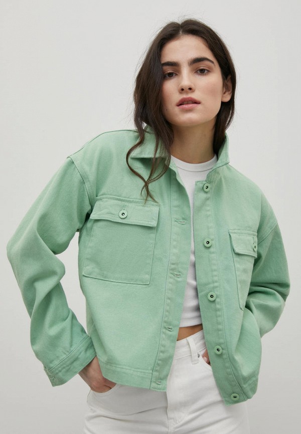 Куртка джинсовая Finn Flare зеленого цвета