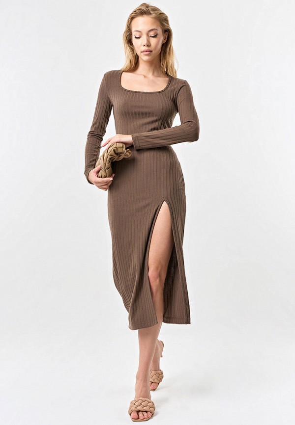 Платье Fly коричневый, размер 40, фото 4