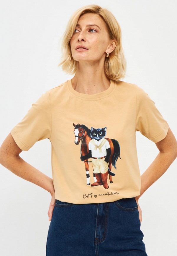 

Футболка Manii'ta Lacitta, Бежевый, Кот