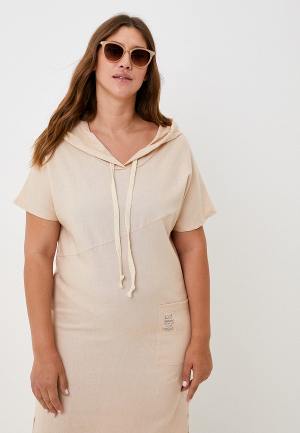 Платье Adele Fashion бежевый, размер 50, фото 2