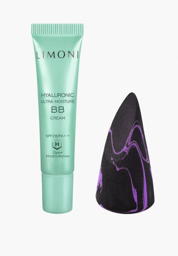 BB-Крем Limoni Набор Hyaluronic BB Cream 15ml + Спонж для макияжа Makeup Sponge Black Purple