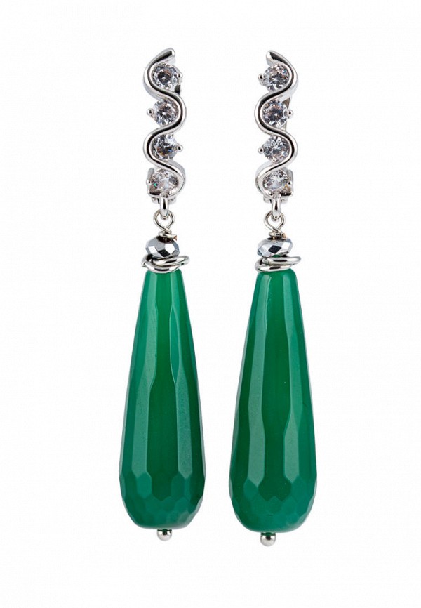 

Серьги Mari Joo, Разноцветный, "Капля Зеленая"