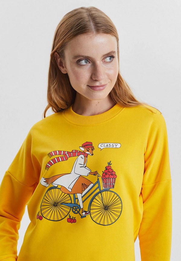 

Свитшот Barmariska, Желтый, Лиса на велосипеде