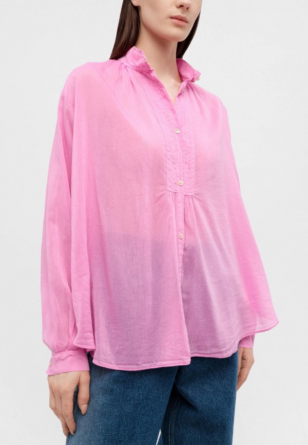 Рубашка Forte Forte cotton silk voile bohemien tuxedo shirt magenta