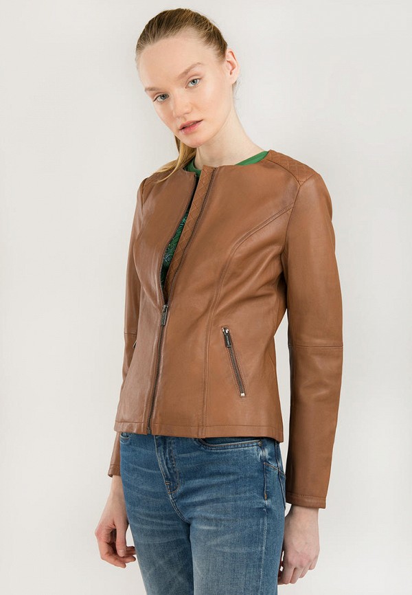 Куртка кожаная Finn Flare коричневый  MP002XW14JI6