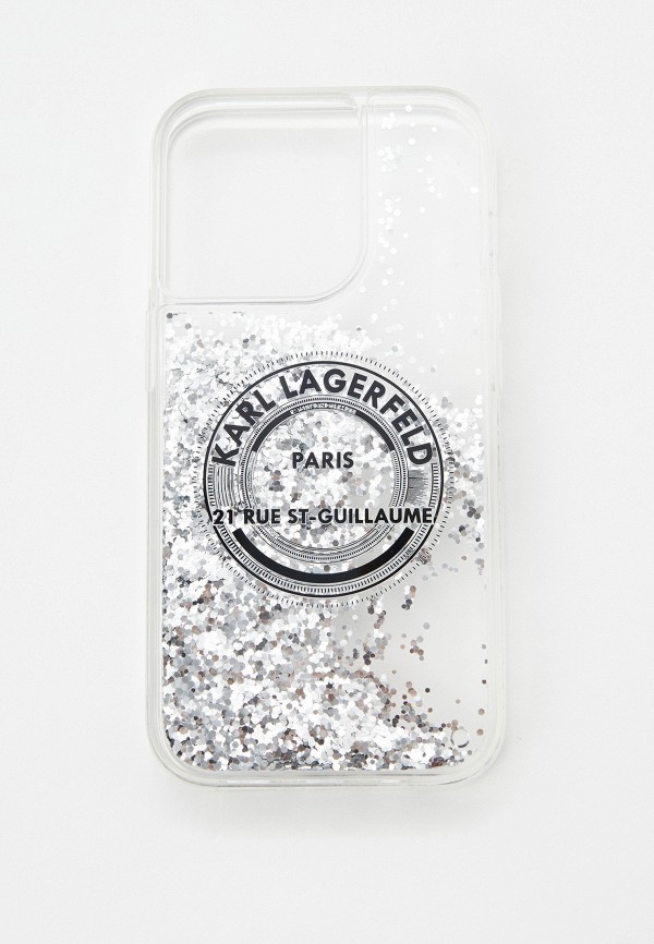 

Чехол для iPhone Karl Lagerfeld, Прозрачный, 14 Pro, с жидкими блестками